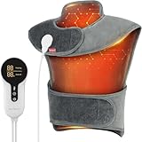 Comfytemp Infrarot gewichtetes Heizkissen für Nacken Schulter und oberer Rücken, 1,1 kg Wärmekissen mit 6 Wärmestufen 1-3 h Abschaltautomatik, 57x50cm Elektrisches Oberkörperwärmer Maschinenwaschb