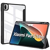DUZZONA Hülle für Xiaomi Mi Pad 5/Mi Pad 5 Pro 11-Zoll 2021, Modische Smart Trifold Stand Cover, Stand Schutzhülle Shell mit Transparenter PC Rückhülle,Schwarz