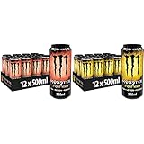 Monster Energy Rehab Peach, 500 ml, Einweg-Dose – Energy Iced Tea mit Pfirsichgeschmack & Rehab Lemon, 500 ml, Einweg-Dose – Energy Iced Tea mit Zitronengeschmack