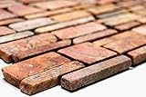 Mosaik Brickmosaik uni Rossoverona Marmor Naturstein Küche, Mosaikstein Format: 25-105x15x8 mm, Bogengröße: 305x305 mm, 1 Bogen/Matte