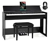 Classic Cantabile DP-S1 SM E-Piano Set - 88 gewichtete Tasten mit Hammermechanik und Anschlagdynamik - 10 Klänge - Slimline-Design - Spar-Set inkl. Klavierbank, Kopfhörer & Schule - Schwarz matt