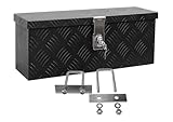 Truckbox DB015 Schwarz + inkl. Montagesatz MON3002 Deichselbox, Werkzeugbox, Alu Riffelblech, Alubox, Staukasten, Anhängerkiste - ca. 13 Liter, Edelstahlhaus GmbH
