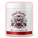 FIRST BLOOD Pre Workout Fitness Booster mit L-Arginin + Citrullin + Beta Alanin + Koffein 370g Einstiegs Booster Eistee Peach Geschmack