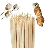 Relaxdays Stockbrot Spieße aus Bambus, 200er Set, 90 cm Lange Marshmallowspieße, Lagerfeuer, Grillspieße Ø 5 mm, Natur