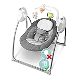 Heimwert Babywippe elektrisch - mit Mamas und Papas Stimme Baby Schaukel + Geräuschaktivierung (OhneNetzteil - bitte separat mitbestellen)
