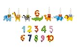 Holzzwerge Goki Geburtstagszug Tierparade mit Zahlen 1-10 und 10 Kerzen