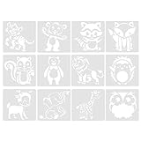 Artibetter 7 Stück Cartoon-Tierschablonen, Cartoon-Schablonen, Tier-Elefanten-Schablonen, Zeichenschablonen für Kinder, 12 Stück Tiere