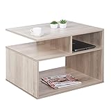 RICOO Couchtisch mit Stauraum 69 x 50 x 50 cm, Couchtisch Holz, Wohnzimmertisch für Couch Eiche Sonoma – WM095-ES, Tisch Wohnzimmer Tisch, Sofatisch, Coffee Table, Couchtisch klein, Couch T