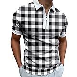 Herren Poloshirt Bunt Tshirt Gedrucktes Reißverschluss Kurzarm Polohemd Regular Fit Basic Golf T-Shirt Freizeit Herren Umlegekragen Polo Shirt Henley Shirt