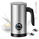PARIS RHÔNE Milchaufschäumer, 300ml Elektrischer 4-in-1-Milchaufschäumer für Heißer und Kalter Milchschaum, Warme Milch,Silb