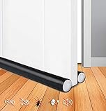 JTENG 2 Stück Zugluftstopper für Türen - Schwarz 90 cm Zuschneidbar & passend für jede Tür Schalldicht und warm，Stoppen Sie Gerüche und Insekten, tür zugluftstopper-Türdichtung mit 2-Seiten-Schutz