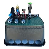 STEMAX-Wassertechnik: Kopfstation mit 2, 3 oder 4 Hunter PGV Magnetventilen + vorgebohrter Ventilbox + Wassersteckdose, Größe der Klemmkupplungen: 32mm, Ventilverteiler, Größe: 2 Magnetventile