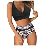 Damen-Bikini mit hoher Taille, sexy Push-up-Zweiteiler-Badeanzug, Vintage-Badeanzug, Zweiteiliger Retro-Bikini-Set mit gerüschtem Print hoher Taille Kurzarm Kinder T Shirt Bodybuilding H
