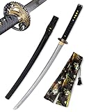 Katana Schwert (Damast Kran) - Samurai Schwert aus Stahl - Handgefertigt Katana Schwert Scharf Echt - Sword Nur Fur Erwachsene - Katana Schwerter zum Training - Ninja Schwert (R359)
