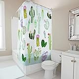 Ktewqmp Duschvorhang Kaktus Polyester Badewannenvorhang mit Duschvorhangringen Badevorhang wasserabweisen für Dusche Multicolor 150x180cm