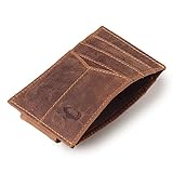 Slim Kreditkartenetui - Echtleder - Fronttasche Geldbörse - Geldklammer - RFID, Braun Hunter, Small