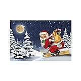 Colorful Outdoor Weihnachten Fußmatte Decke Willkommen Zuhause Sofa Teppich, 40 x 60 cm, Weihnachtsmann zieht einen Schlitten Teppich Bettvorleger Stuhl Matte Doormat Schmutzfangmatte (Happy)