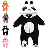Baby Sweets® Tier Walkoverall Baby Unisex schwarz im Motiv: Panda / Baby Overall als Baby Strampler mit Kapuze für Neugeborene & Kleinkinder in der Größe 9-12 Monate (80)