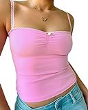 Onsoyours Damen Sexy Tube Top Spitze Trägerloses Top Y2k Oberteile Crop Top BH Bandeau Top Sommer Aesthetic Clothes Outfit Streetwear Clubwear C Rosa S