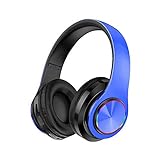 fasloyu B39 Bluetooth Kopfhörer Over Ear Bass Kopfhörer Kabellos mit Mikrofon für Freisprechen, Faltbares PC Headset mit Kabel, Unterstützung TF-Karten, Boom Mic für Handy/Laptop (Blau)