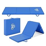 BnB Sports Premium Blau Tri-Folding Thick Gymnastic Mat & Home Sports, Yogamatte & Sportmatte, mit Tragegriffen Sportbodenmatten, und rutschfeste Oberfläche undurchlässig für Schweiß und Wasser