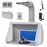 NArra Tragbare Airbrush Spritzkabine, faltbares Farbspritzbox mit leistungsstarken Dual Abluftventilatoren 3 LED Beleuchtungen, Platz für den Arbeitsbereich zum Malen von Modellen, DIY Kunsthandwerk