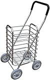 Lightweight Shopping Trolley Mobility Cart 4 Wheel Folding- Silver
