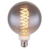GLOBO LED Lampe Leuchtmittel Filament 8 Watt warmweiß 2000 Kelvin 280 Lumen E27 Fassung Glas rauchfarben dimmbar, DxH 12,5x17,7cm