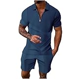 Smoking Separates Herren-T-Shirt-Shorts-Set, Sommer, atmungsaktiv, zwei atmungsaktive Volumin-Reißverschluss, Smoking, hellblau, M