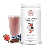 pretty woman® Daily Glow Eiweiss Protein Pulver für Frauen „Yoghurt Berry Chocolate“ 420 g/Low Carb Shake mit Vitaminen & Mineralien, Biotin & Folsäure - nur 0,5g Zucker p