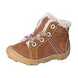 RICOSTA Jungen Barfußschuhe ELIA, Kinder Lauflernschuhe, Weite: Weit, terracare,Barfuß-Schuh, schnürer, lammfell, schnürschuhe, Curry (260), 23 EU