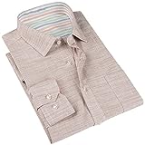 Herren-Hemd, normale Passform, einfarbig, mit aufgesetzter Tasche, dünnes Oberteil mit Knopfleiste, braun, 46