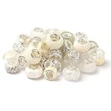 50 Stück Murano Perlen Armbänder Selber Machen European Perlen zum Auffädeln Große Loch Bastelperlen Charms Spacer Perlen für DIY Armbänder Halsketten Schmuck Machen Set