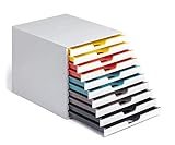 Durable Schubladenbox A4 (Varicolor Mix) 10 Fächer, mit Etiketten zur Beschriftung, mehrfarbig, 763027