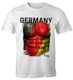 MoonWorks Cooles EM T-Shirt Herren Fußball Deutschland Fanshirt Flagge Waschbrettbauch weiß L