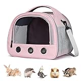 PhyoexiHom Transporttasche für Hamster, tragbar, atmungsaktiv, mit verstellbarem Schultergurt, für kleine Haustiere, 30 x 25 x 25 cm, Rosa