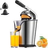 Zitruspresse Elektrisch, 160W Orange Saftpresse mit Hebelarm, Citrus Juicer 2 Rechtsrotierende Presskegel für Frische Zitrusfrüchten, Tropf-Stopp-Funktion, Spülmaschinenfest, BPA-frei