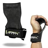 NetroxSports® - Power Grips | Professionelle Zughilfen mit extra Grip | Für Bodybuilding, Gewichteheben, Kraftsport, Krafttraining & Fitness | für schwere Gewichte | Herren & Damen (Schwarz, M)