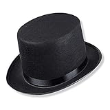 Schramm® Zylinder Hut mit Satinband Schwarz für Erwachsene Chapeau Zy