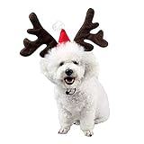 BESTOYARD Haustier Stirnband Weihnachten Rentier Geweih Stirnband mit Weihnachtsmütze Weihnachtskostüm für Haustier Hund Katze