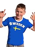 Schweden T-Shirt Kinder Ringer blau, 152