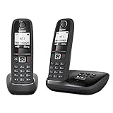 Gigaset AS405A Duo – Advanced schnurloses Heimtelefon mit Anrufbeantworter und störender Anrufsperre – 2 Hörer, glänzend schwarz