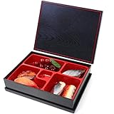 Bento Boxen, 27 x 21 cm, japanischer Stil, Kunststoff-Aufbewahrungsbox, tragbare Lunchboxen, Bento-Lebensmittelbehälter, 5 Fächer mit Deckel für Reisen, Schule, Camping