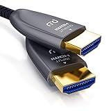 CSL - HDMI Kabel 2.0b Glasfaser 20m – 4k 60Hz mit HDR - 3D - ARC - CEC – HDCP 2.2 - YUV 4 x 4 x 4 - Optisches Kabel High Speed - vergoldete Kontakte – Aluminiumstecker – Knickschutz