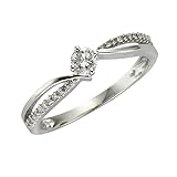 Diamonds by Ellen K. Damen Ring 14 Karat 585 Gold weiß rhodiniert Diamant 0.25 ct Rundschliff weiß Gr. 53 (16.9) 317370027-1-017