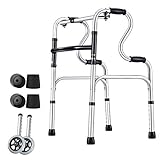 QIQIZHANG Wanderer für Senioren Heavy Duty Seniors Walker mit 5-Zoll-Rädern, tragbarer Klappzackstoff für Krankenhaus, Behinderte und Kurze Personen Rollator Walker, dauerhafte Mobilitätshilfe