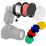 Minadax Universal Blitz Diffusor Portrait Lichtformer-Set Softbox Dome + GRID + Farbfilter für Aufsteckblitze | Magnetisch stapelbar + Halterung | Kompatibel für Canon Nikon Sony Speedlite Godox usw.