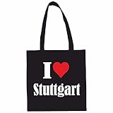 Reifen-Markt Tasche I Love Stuttgart Größe 38x42 Farbe Schwarz Druck Weiss