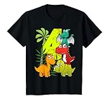 Kinder Kinder 4. Geburtstag 4 Jahre Junge Dinosaurier Dino T-Shirt