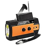 XINGSEB Solar Handkurbel Radio mit 4000 mAh Wiederaufladbare Batterie, Tragbares Notfallradio mit Taschenlampe & Bewegungsmelder Leselampe, SOS-Alarm für Wandern Camping Outdoor (Color : Orange)